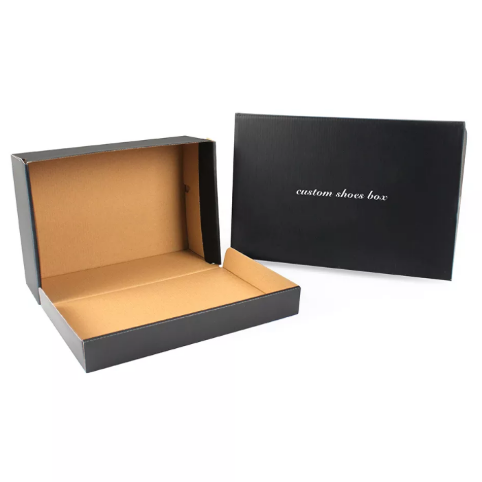Grossistförsäljning lyxig färg skokartong förpackning wellpapper tryckpapper sneaker skor box med anpassad logotyp